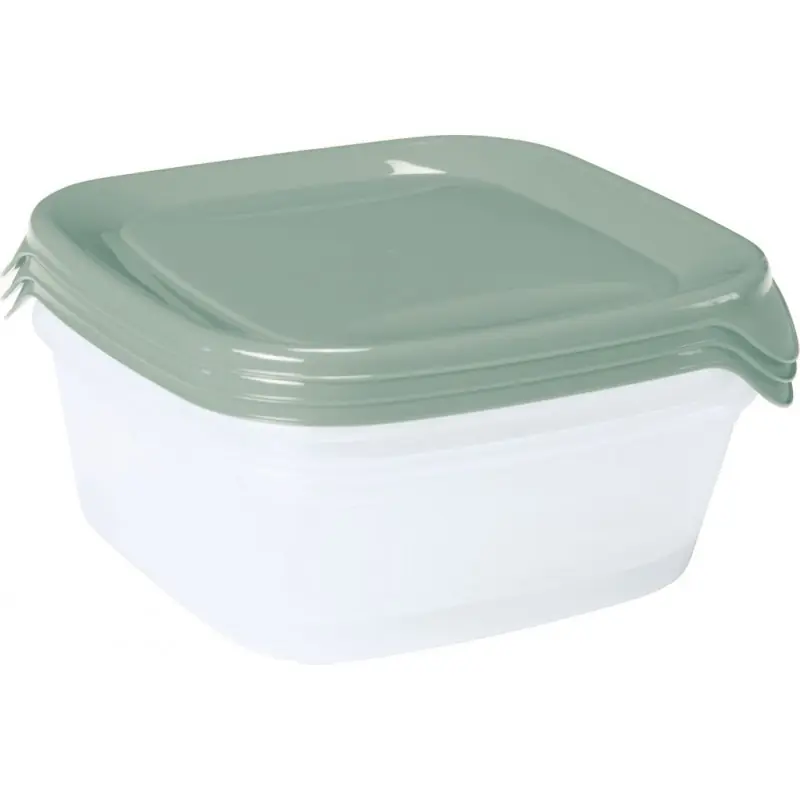 Neuheit CURVER FRESH GO 3×0,8L Frischhaltedosen-Set 15,5x15,5 x11cm, Grün/Transparent 08559-A87