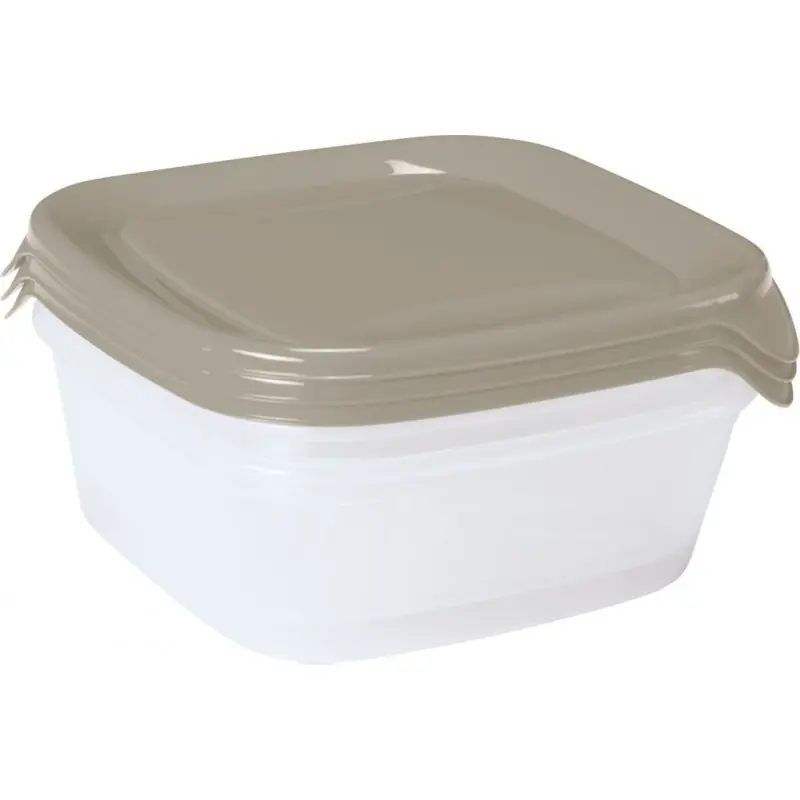 CURVER FRESH GO 3×0,8L Frischhaltedosen-Set 15,5×15,5×11 cm, Beige/Transparent 08559-W07 Top-Seller