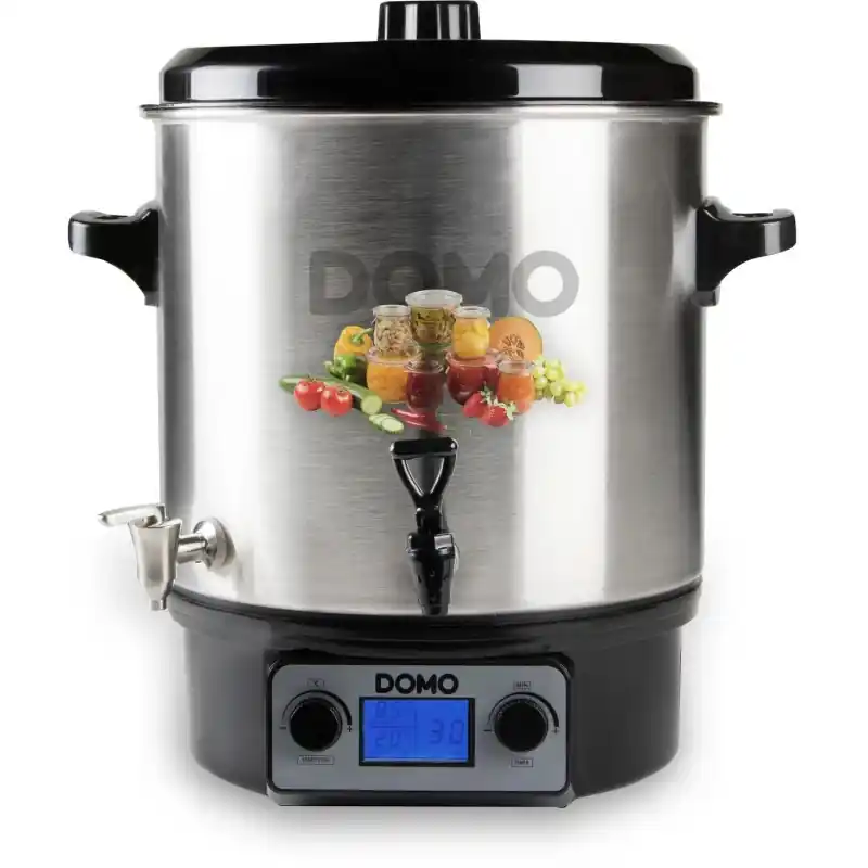 Saisonangebot DOMO Einkochautomat, Edelstahl mit LCD - 2 Öffnungen - Edelstahlhahn (27l/2000W) DO42329PC