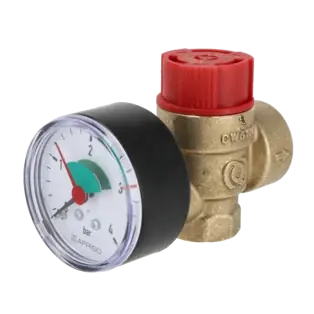 Direktkauf Sicherheitsventil 1/2" für Heizung 3 bar mit Manometer