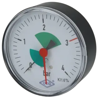 Heizungsmanometer mit Ventil 1/2" 0-4 axial 80 mm selbstdichtend grüne Mark. Beliebt