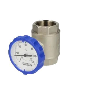 Kugelhahn 3/4" IG mit Thermometer blau F10119 Ausverkauf