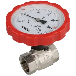 ISO-Therm-Kugelhahn rot 3/4" IG Thermometergriff 69005R Neu Im Sortiment