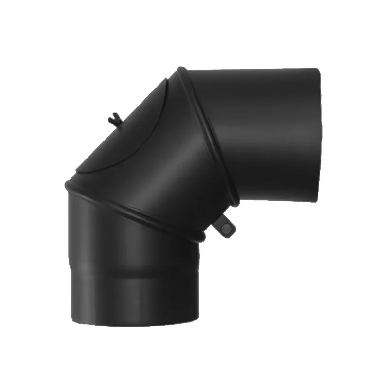 Jeremias Ofenrohr Winkel drehbar 0-90° mit Tür schwarz Ø130mm Highlight