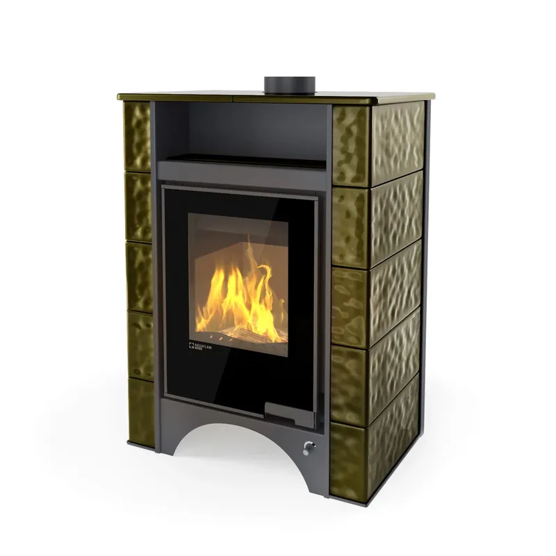 Aktuell HS-Flamingo Kaminofen Aquaflam Vario Peru 11 kW Grün