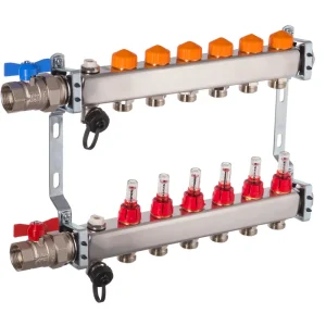 Dyna Heizkreisverteiler für Fußbodenheizung mit 6 Kreisen und automatischer Durchflussregelung Preisknaller