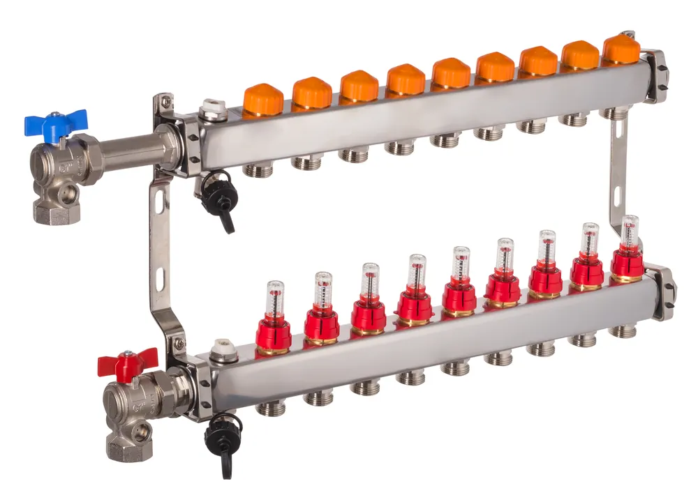Dyna Heizkreisverteiler für Fußbodenheizung mit 9 Kreisen und automatischer Durchflussregelung Neuheit