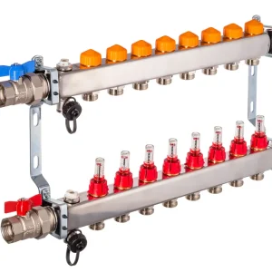 Dyna Heizkreisverteiler für Fußbodenheizung mit 8 Kreisen und automatischer Durchflussregelung Preis Gesenkt