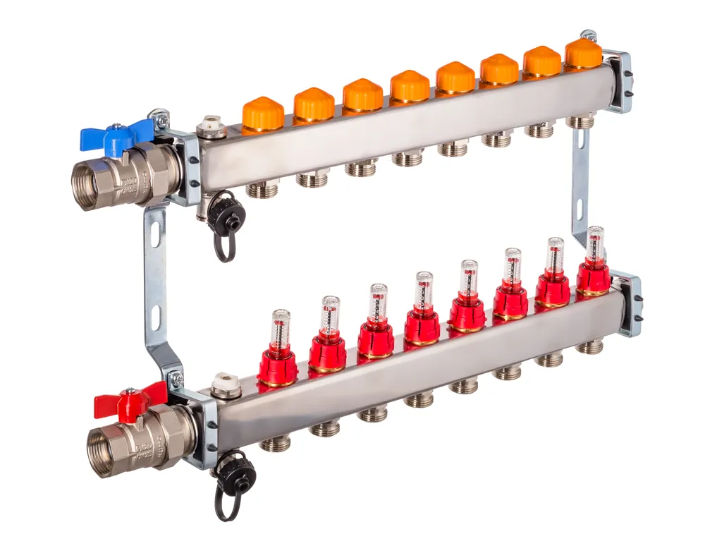 Dyna Heizkreisverteiler für Fußbodenheizung mit 8 Kreisen und automatischer Durchflussregelung Preis Gesenkt