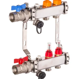 Neuheit Dyna Heizkreisverteiler für Fußbodenheizung mit 2 Kreisen und automatischer Durchflussregelung