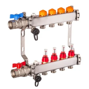 Dyna Heizkreisverteiler für Fußbodenheizung mit 4 Kreisen und automatischer Durchflussregelung Neue Ware