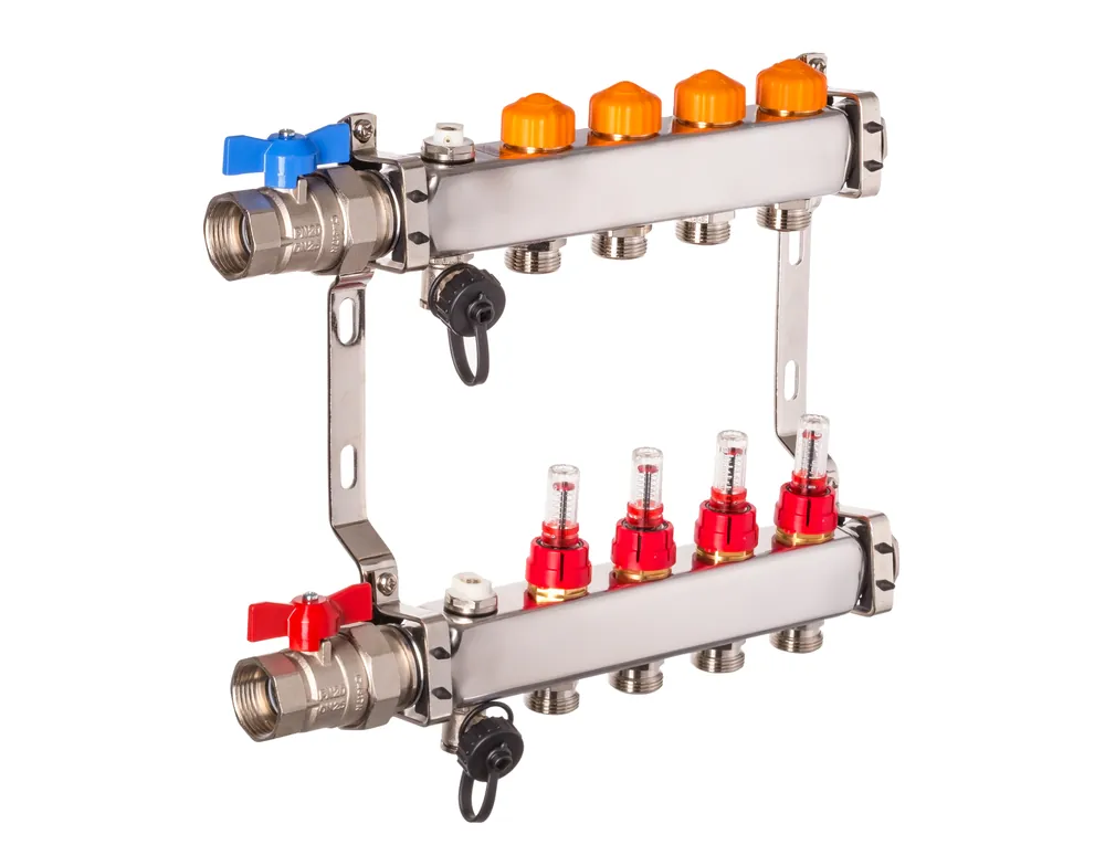 Dyna Heizkreisverteiler für Fußbodenheizung mit 4 Kreisen und automatischer Durchflussregelung Neue Ware