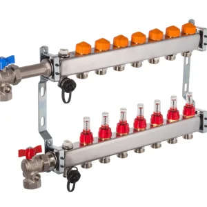 Heißes Angebot Dyna Heizkreisverteiler für Fußbodenheizung mit 7 Kreisen und automatischer Durchflussregelung