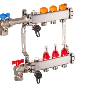 Dyna Heizkreisverteiler für Fußbodenheizung mit 3 Kreisen und automatischer Durchflussregelung Abverkauf