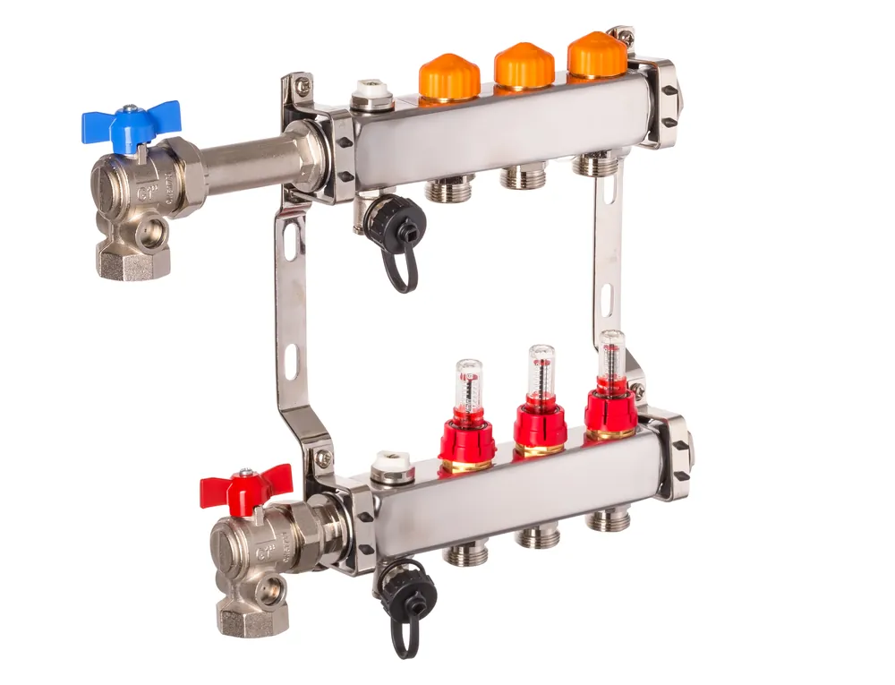 Dyna Heizkreisverteiler für Fußbodenheizung mit 3 Kreisen und automatischer Durchflussregelung Abverkauf