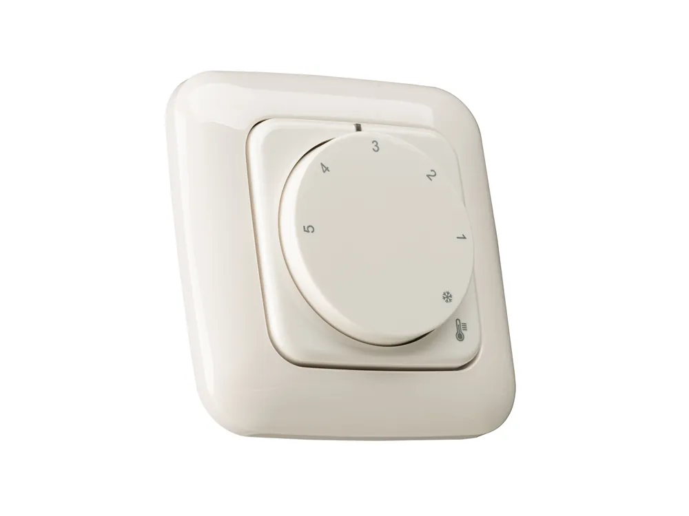 Raumthermostat 230V mit Busch Jäger Duro 2000 Rahmen cremeweiß - stromlos geschlossen (NC) Echt