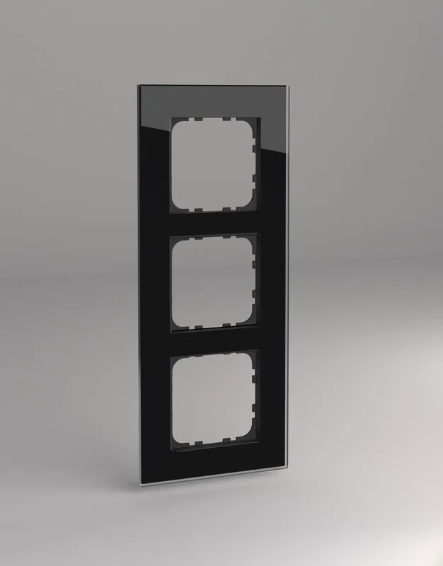 Neu Glasrahmen für 55er Steckdosen und Schalter 3-fach schwarz