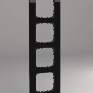 Glasrahmen für 55er Steckdosen und Schalter 4-fach schwarz Neue Ware