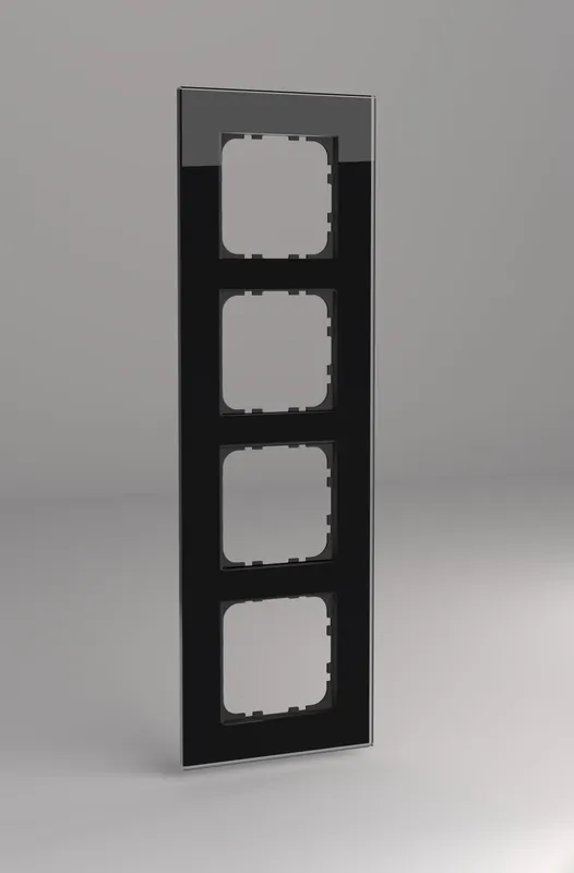 Glasrahmen für 55er Steckdosen und Schalter 4-fach schwarz Neue Ware