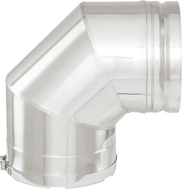 Doppelwandiges Abgassystem Bogen 90 - DN 180 incl.Klemmband für Unterdruckbetrieb Knallerangebot