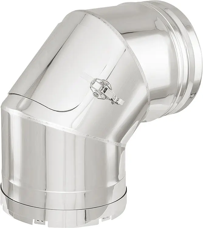 Doppelwandiges Abgassystem Bogen 90 - DN 200 incl.Klemmband mit Reinigungsöffnung Neue Kollektion