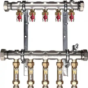 Soleverteiler 2 für 7 Solekreise + Tacosettern im Rücklauf Baulänge 600 mm Versand Am Gleichen Tag
