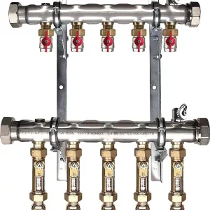 Super-Preis Soleverteiler 2 für 10 Solekreise + Tacosettern im Rücklauf Baulänge 840 mm