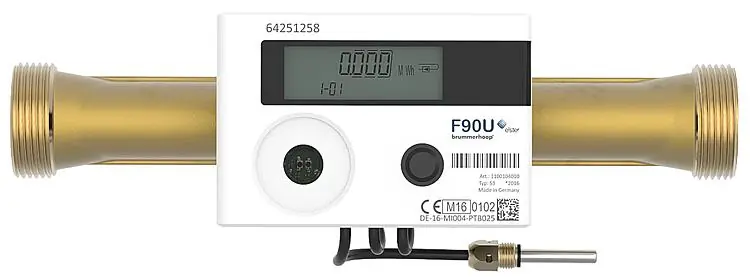 Kompakt-Ultraschallwärmezähler F90U3 DN25 (1 1/4)AG, Baulänge 260mm Durchfluss 6,0m³/h Super-Preis