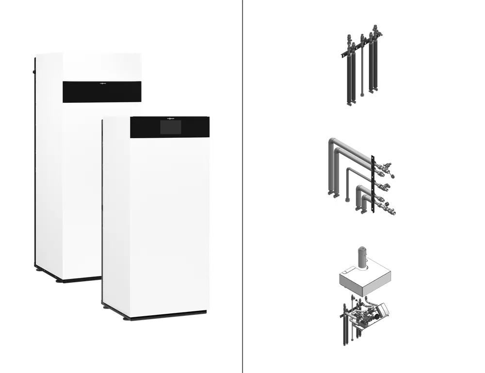 Neue Kollektion Viessmann Paket Vitodens 222-F B2TH Gas-Brennwerttherme 19kW, 3,5″, Mischer Aufbau-Kit Z029966