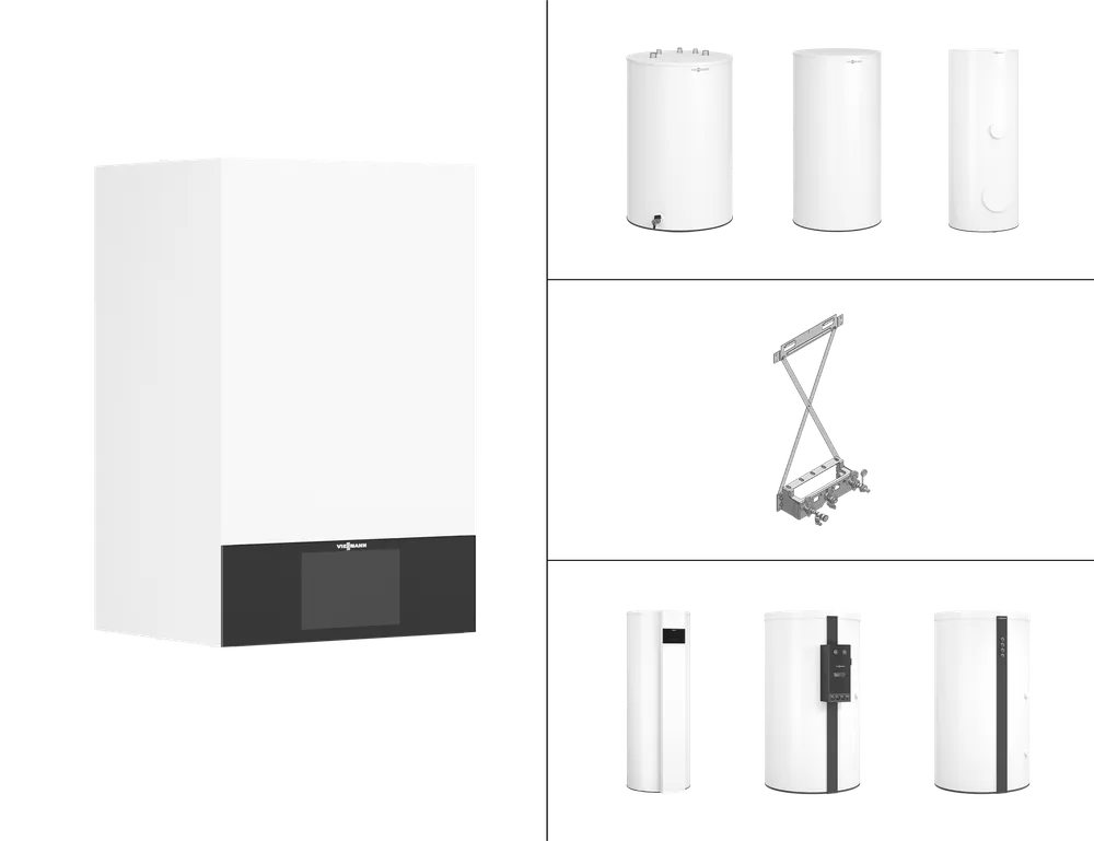 Viessmann Paket Vitodens 300-W B3HH 11 kW, 7″-Zoll Vitocell 100-V CVAB-A 200L Z029640 Versand Am Gleichen Tag