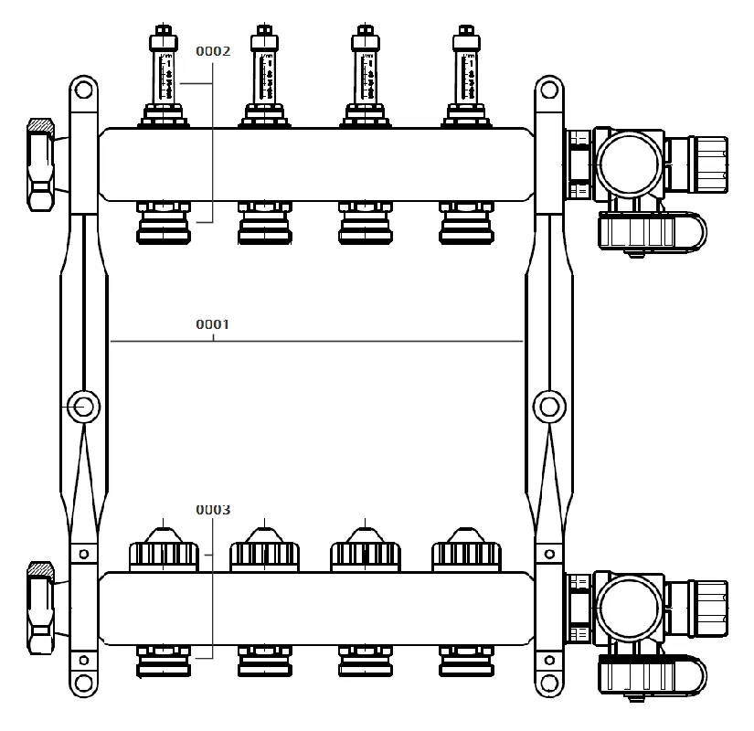 Neue Ware Viessmann Edelstahl Heizkreisverteiler für 3 Heizkreise, mit DFA (Länge 290mm) 7568312