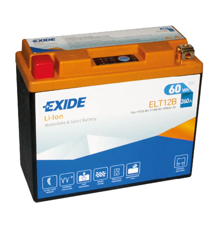 Exide ELT12B Li-Ion Lithium Motorradbatterie 12V 5Ah 260A Neu Im Sortiment