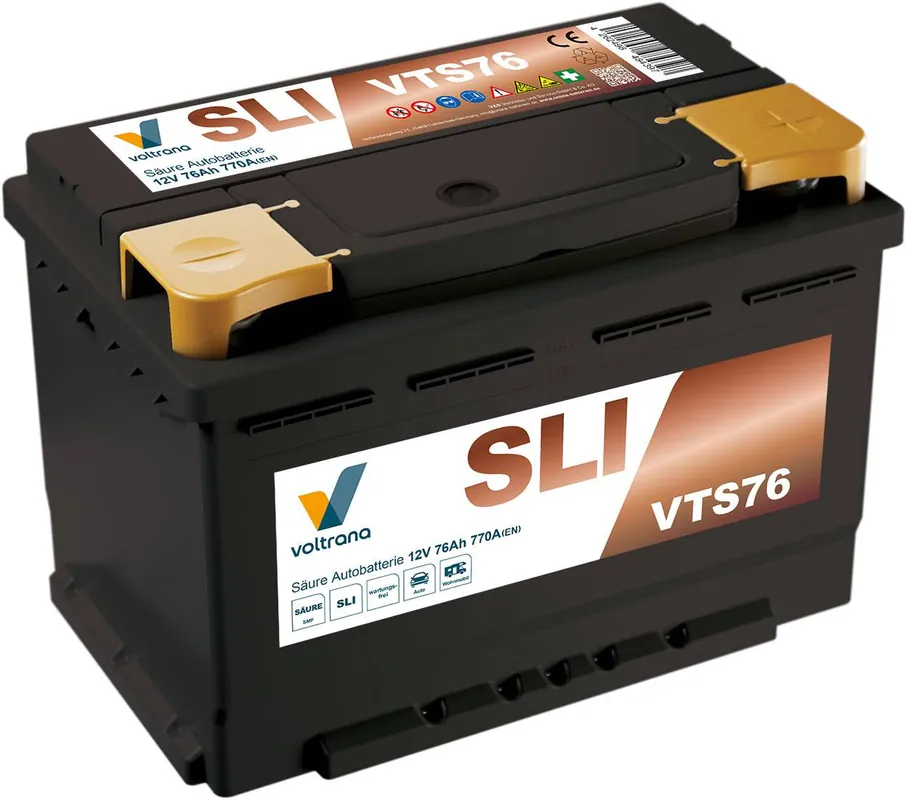 Voltrana Säure SLI Autobatterie 76Ah 12V 770A VTS76 H6/LN3/L3 Direktkauf