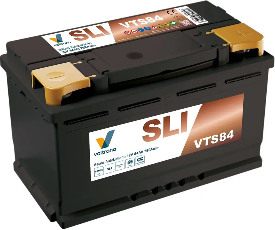 Schneller Versand Voltrana Säure SLI Autobatterie 84Ah 12V 790A VTS84 H7/LN4/L4