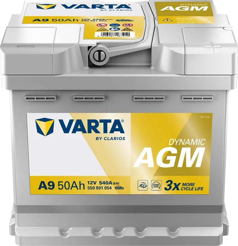 Beliebt VARTA A9 Dynamic AGM 12V 50Ah 540A Autobatterie Start-Stop 550 901 054