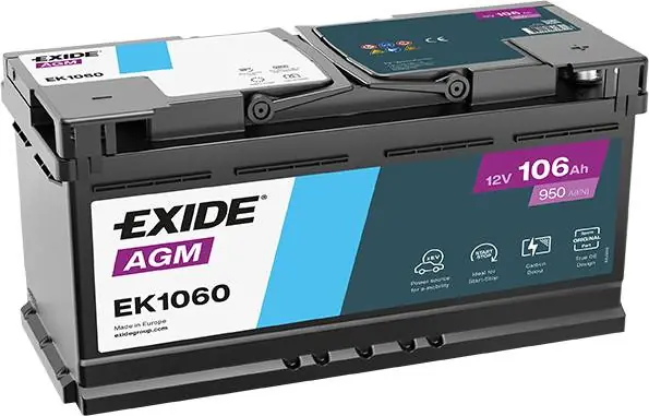 Exide EK1060 Start-Stop AGM 12V 106Ah 950A Autobatterie Direkt Vom Hersteller