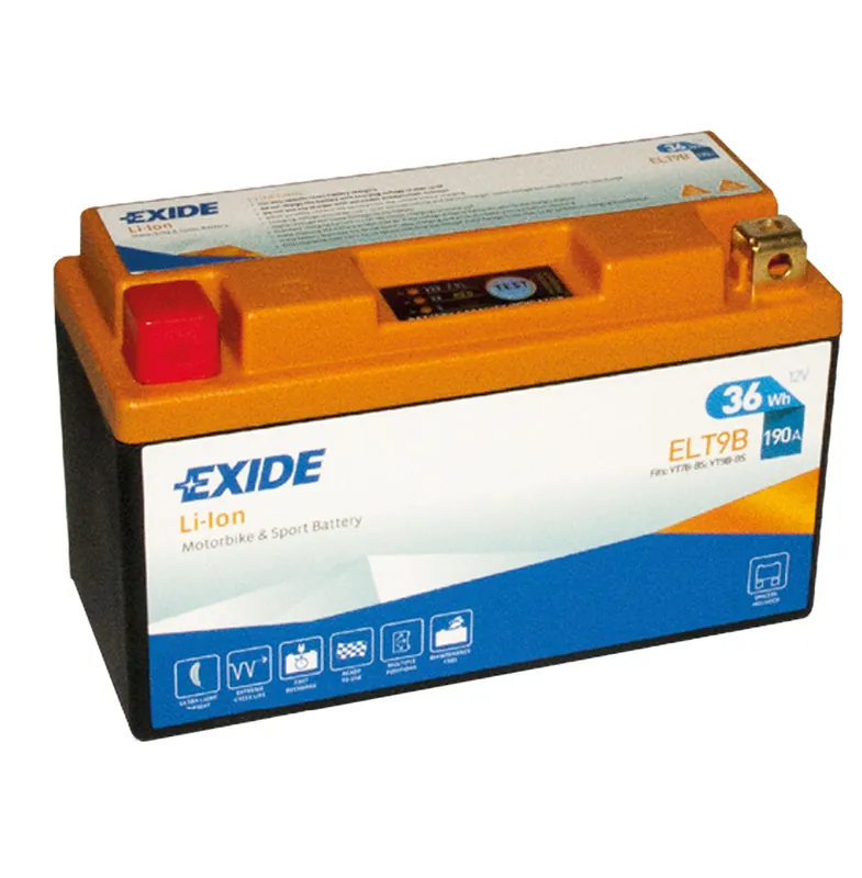 Markenprodukt Exide ELT9B Li-Ion Lithium Motorradbatterie 12V 3Ah 190A