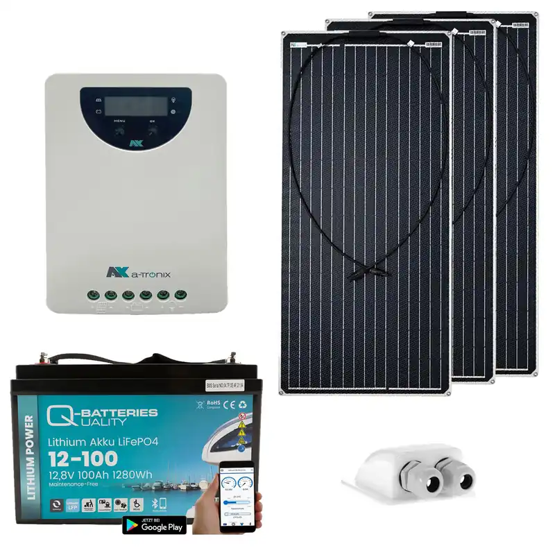 a-TroniX Solaranlage Wohnmobil 300W mit 100Ah Lithium Batterie und MPPT Laderegler Sonderangebot