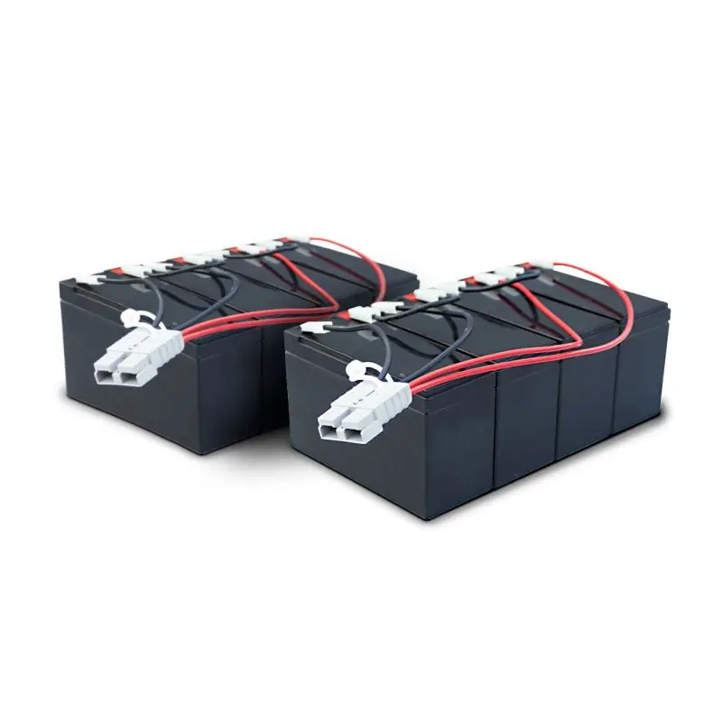 Billig Ersatzakku für APC-Back-UPS RBC12 - fertiges Batterie-Modul zum Austausch Der Batterie-Satz besteht aus 2 Packs mit je 4 Akkus und Kabel mit Stecker