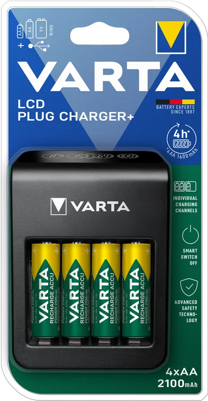 Varta Ladegerät LCD Plug Charger+ inkl. 4x AA Akkus 2100mAh Sonderaktion