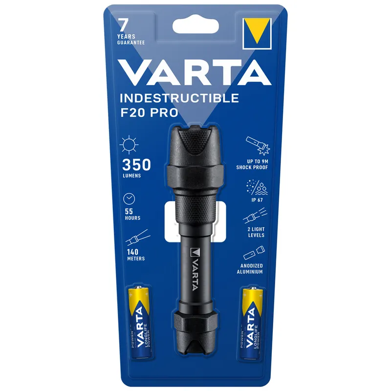 Wochenendangebot Varta Indestructible F20 Pro Taschenlampe 6W inkl. 2 AA Batterien