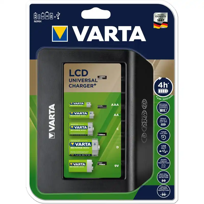 Varta Ladegerät LCD Universal Charger+ für verschiedene Akku Größen Preiswert