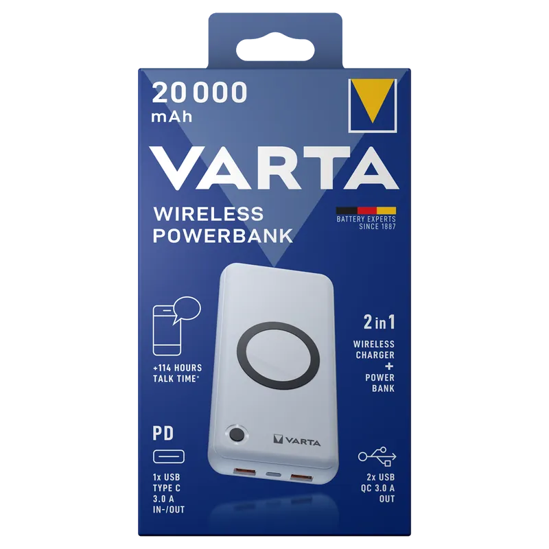 VARTA Wireless Power Bank 20000mAh + Ladekabel Preisknaller