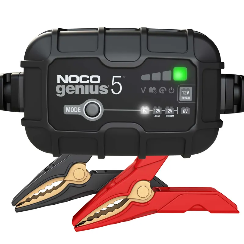Noco GENIUS5 EU Batterie-Ladegerät 6V/ 12V 5A für Blei- und Lithium-Akkus bis 120Ah mit Krokodilklemmen und Kabelschuhen Saisonangebot