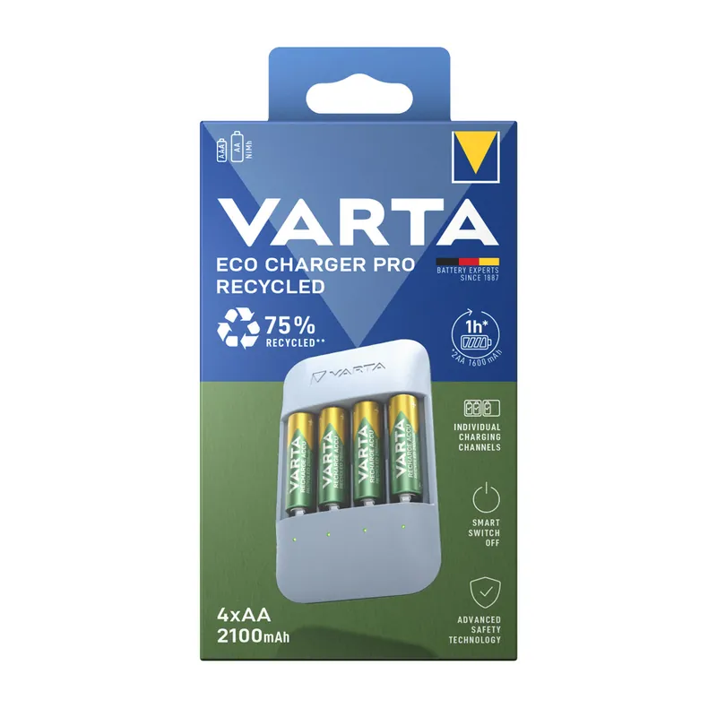 Varta Ladegerät Eco Charger Pro Recycled 4x AA 56816 2100mAh Online Kaufen