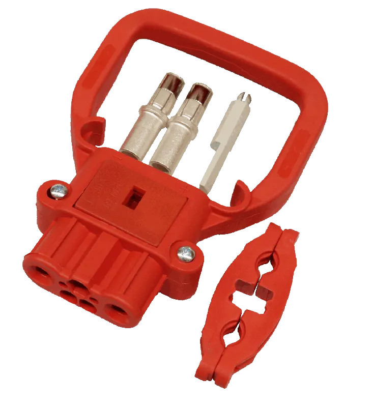 REMA Dose "ROT" Euro Din 80A Kupplung 25mm² (Griff, Kodierstift grau, Hauptkontakt, Zugentlastung) Markenware