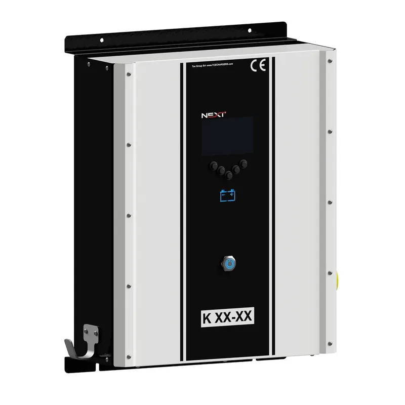 Zertifiziert Q-Batteries Hochfrequenzladegerät K8050T - 80V 50A - KRONOS Next 3-phasig ohne Netz - und Batteriestecker, Ladekennlinie Nassbatterien / PZS
