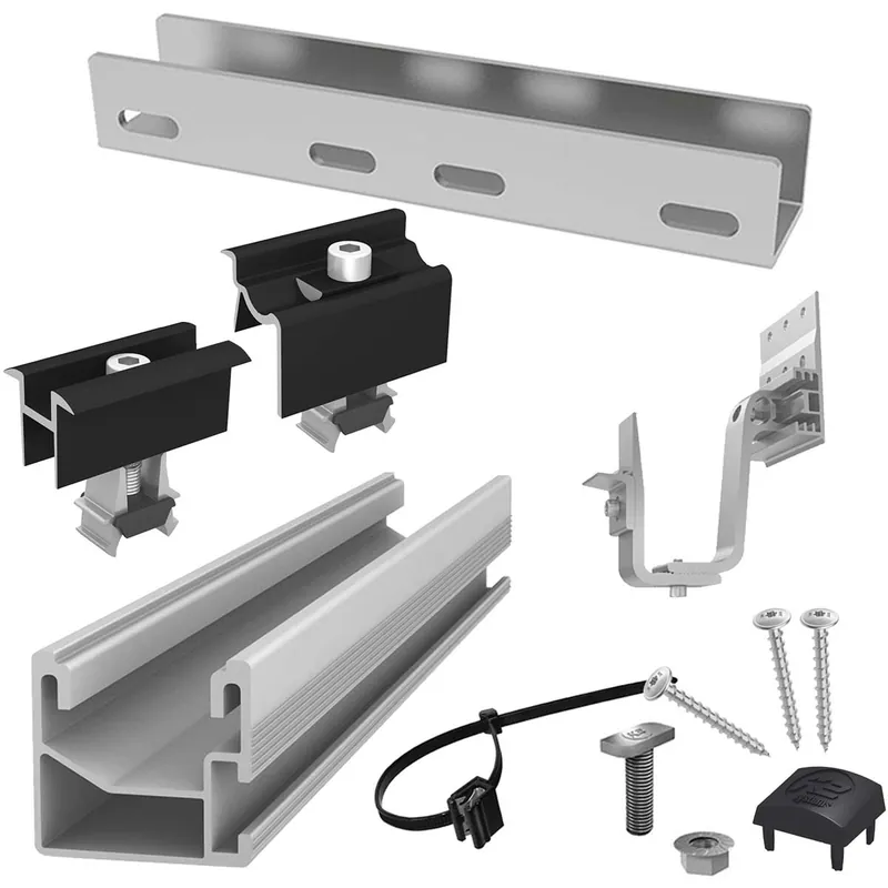 Neu K2 Single Rail PV Unterkonstruktion 4,4 kWP Set, 11 Module, Ziegeldach (Hochformat)