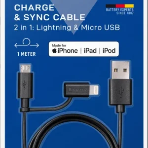 Varta 2in1 Ladekabel Micro USB + Lightning 1m für iPhone und iPad Letzte Chance