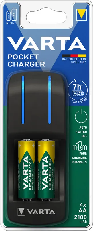 Varta Pocket Charger Ladegerät inkl. 4 AA Akkus 2100mAh Ausverkauf